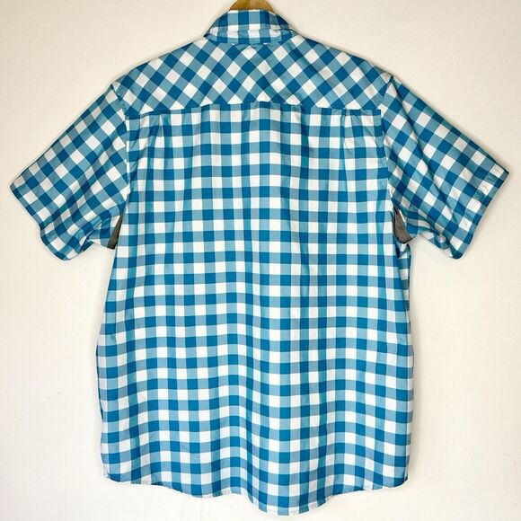 Under Armour Shirt Adult XL Teal Blue Plaid Vented Button‎ Up Short Sleeve Mens - Picture 2 of 5